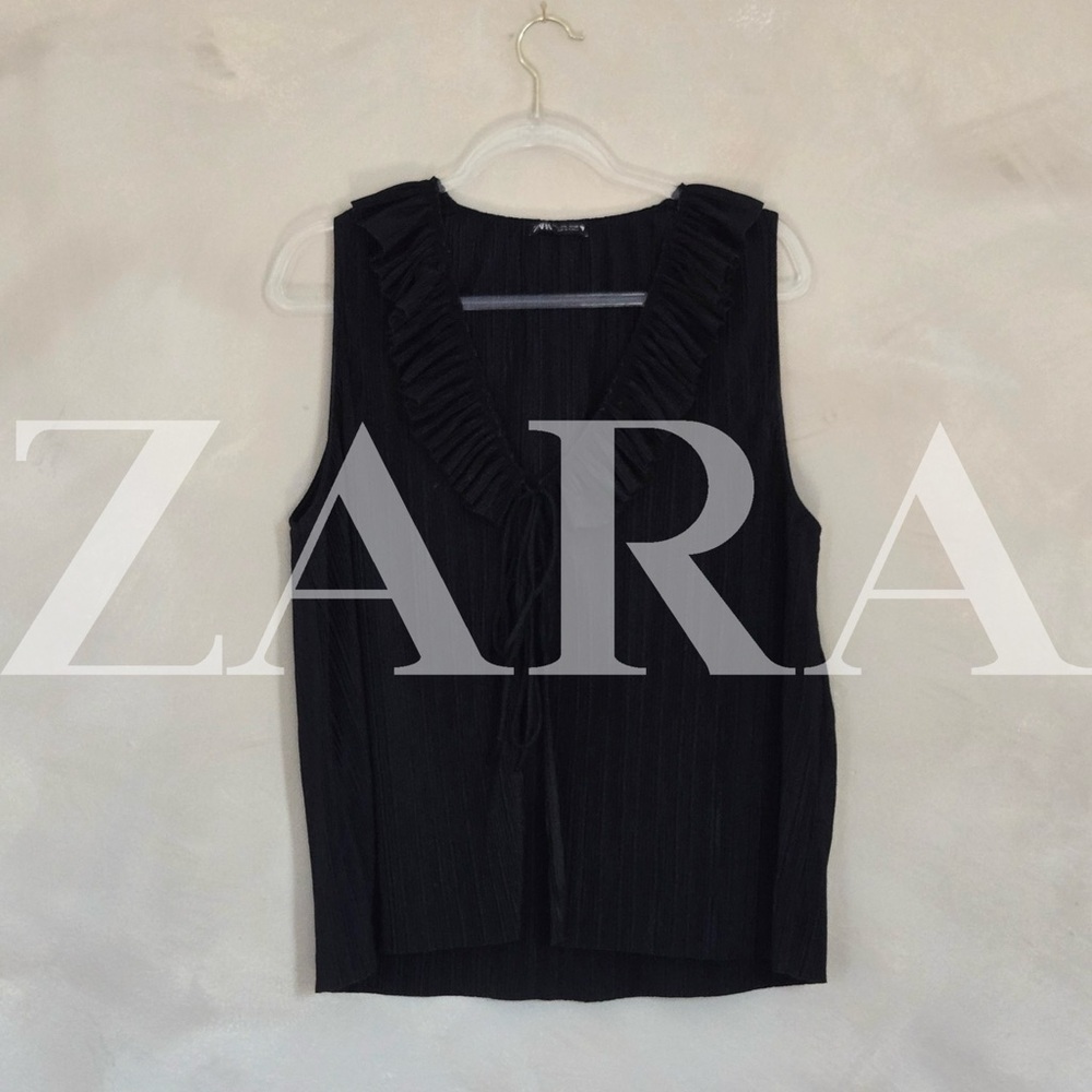 Zara Pleated Tie Front Blouse